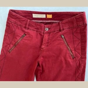 PILCRO Women's Red Pants with Ankle zippers Size 8